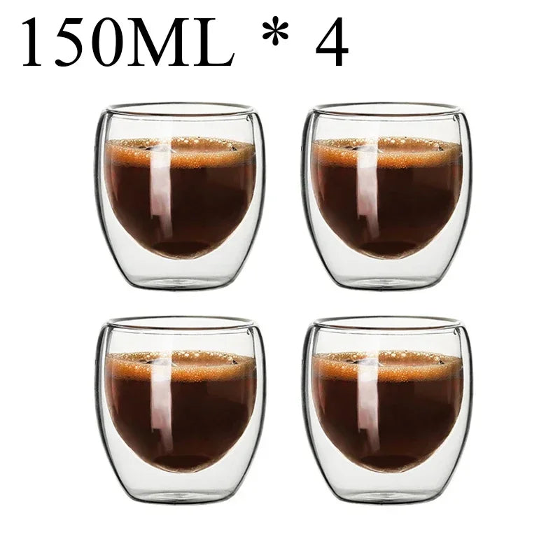 Modernes doppellagiges und hitzebeständiges Kaffeeglas | 6 Stück
